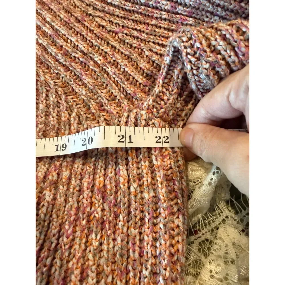 FRAME Marled Crew Sweater Pink Lavender Multi Balloon Sleeve Knit XL $395